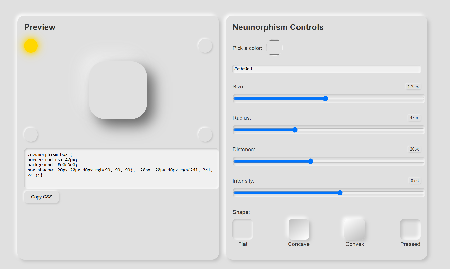 Neumorphism UI Generator preview image